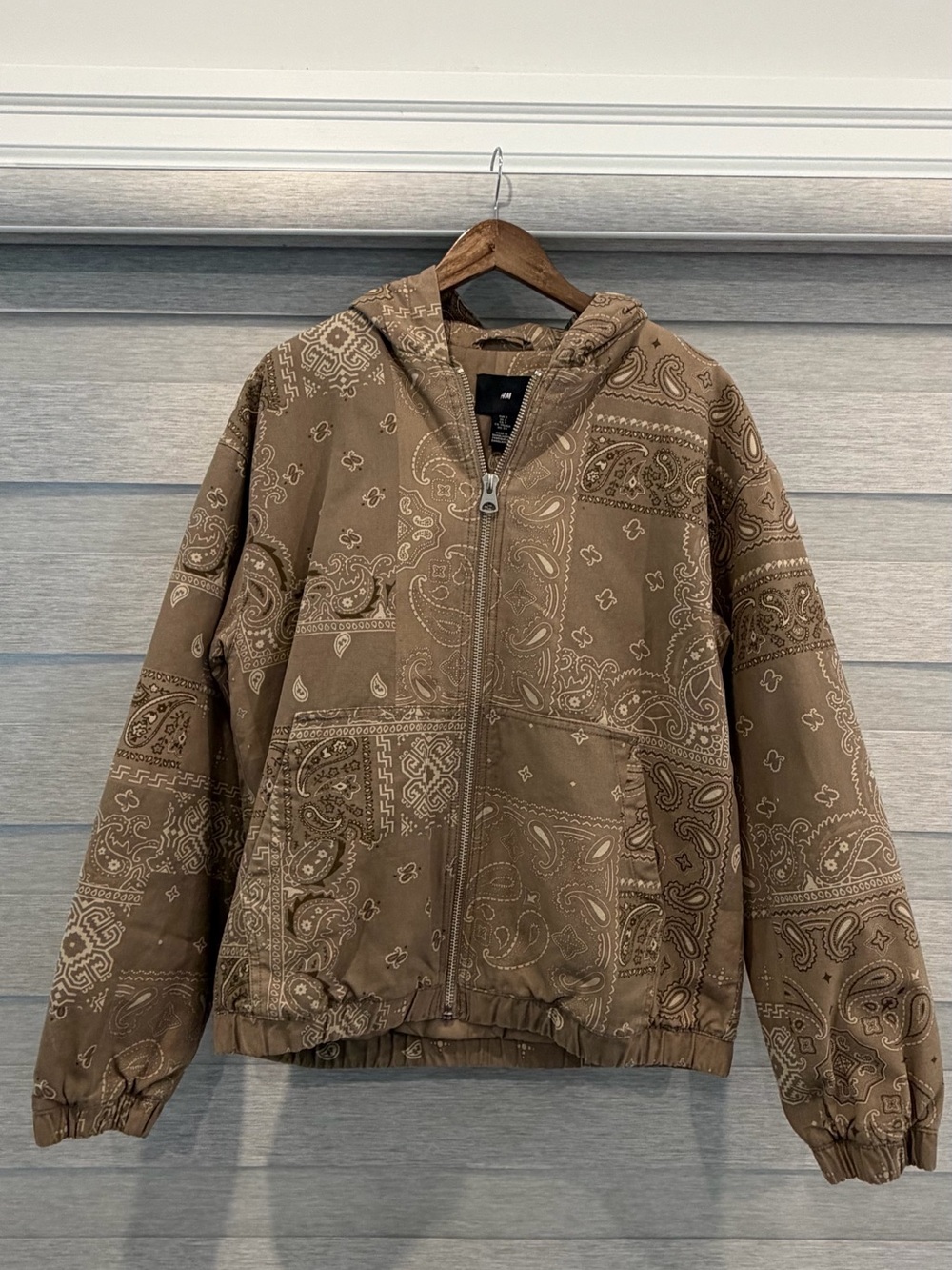 H&M Brown Bandana-Print Zip Windbreaker